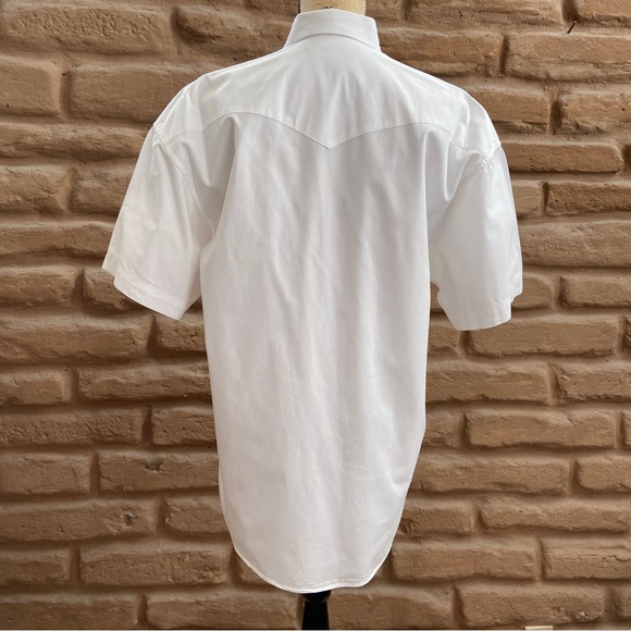 Panhandle Slim Vintage White Short Sleeve Pearl Snap Western Shirt - Men’s Large - Picture 3 of 12